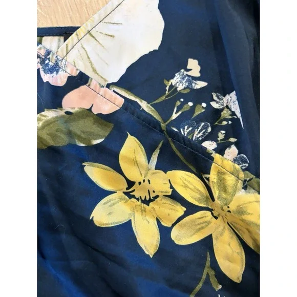 Lulus Y2K Blue Floral Slip Dress XL Spaghetti Strap Maxi Retro 90s Glam Slit - Picture 9 of 13